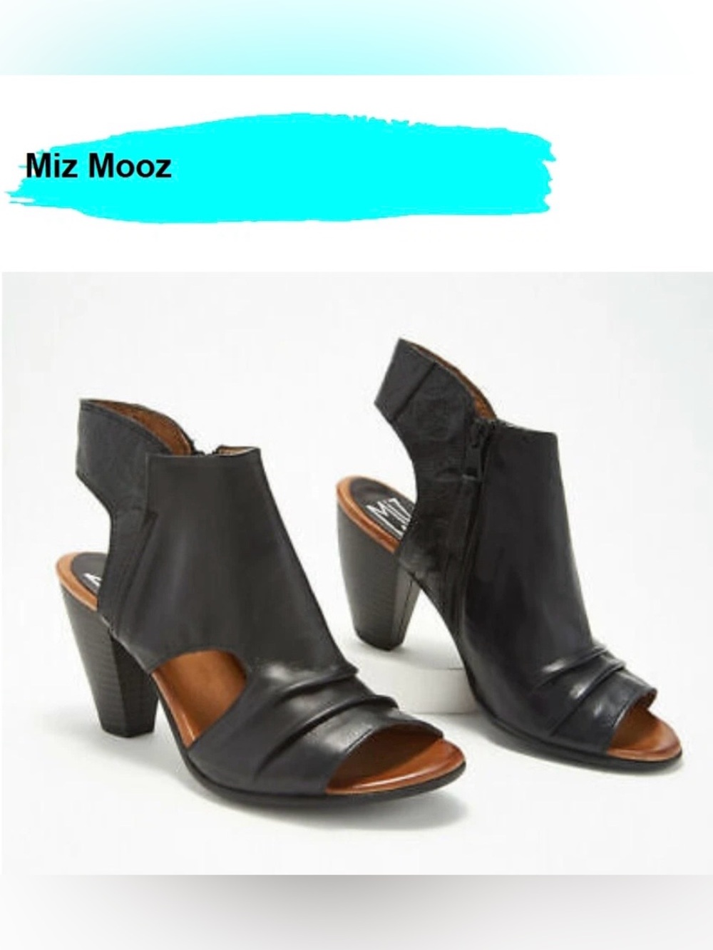 Miz Mooz Black Leather Cutout Peep-Toe Heels🔥